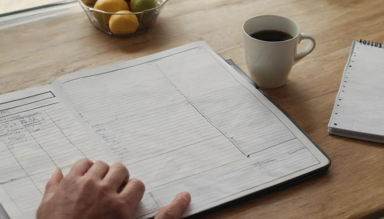 Photos and notes laid out on a table to prepare for a garage door estimate